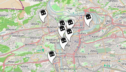 Mapa mrtvých schránek v Praze Mapa mrtvých schránek v Praze